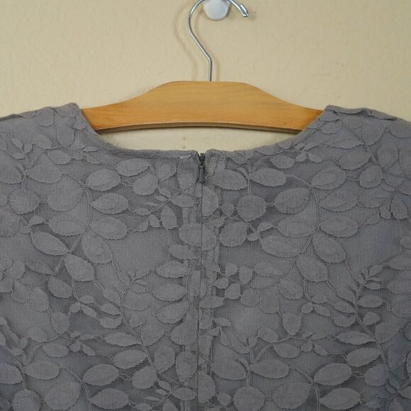 GARNET HILL Lace Shift Dress Scoop Neck Three-Quarter Sleeve Grey Size 10 - Picture 5 of 8